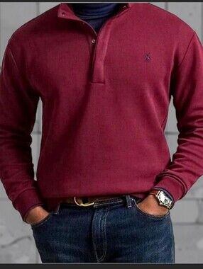 Polo Ralph Lauen Maroon Quarter-Snap Pullover Sweatshirt